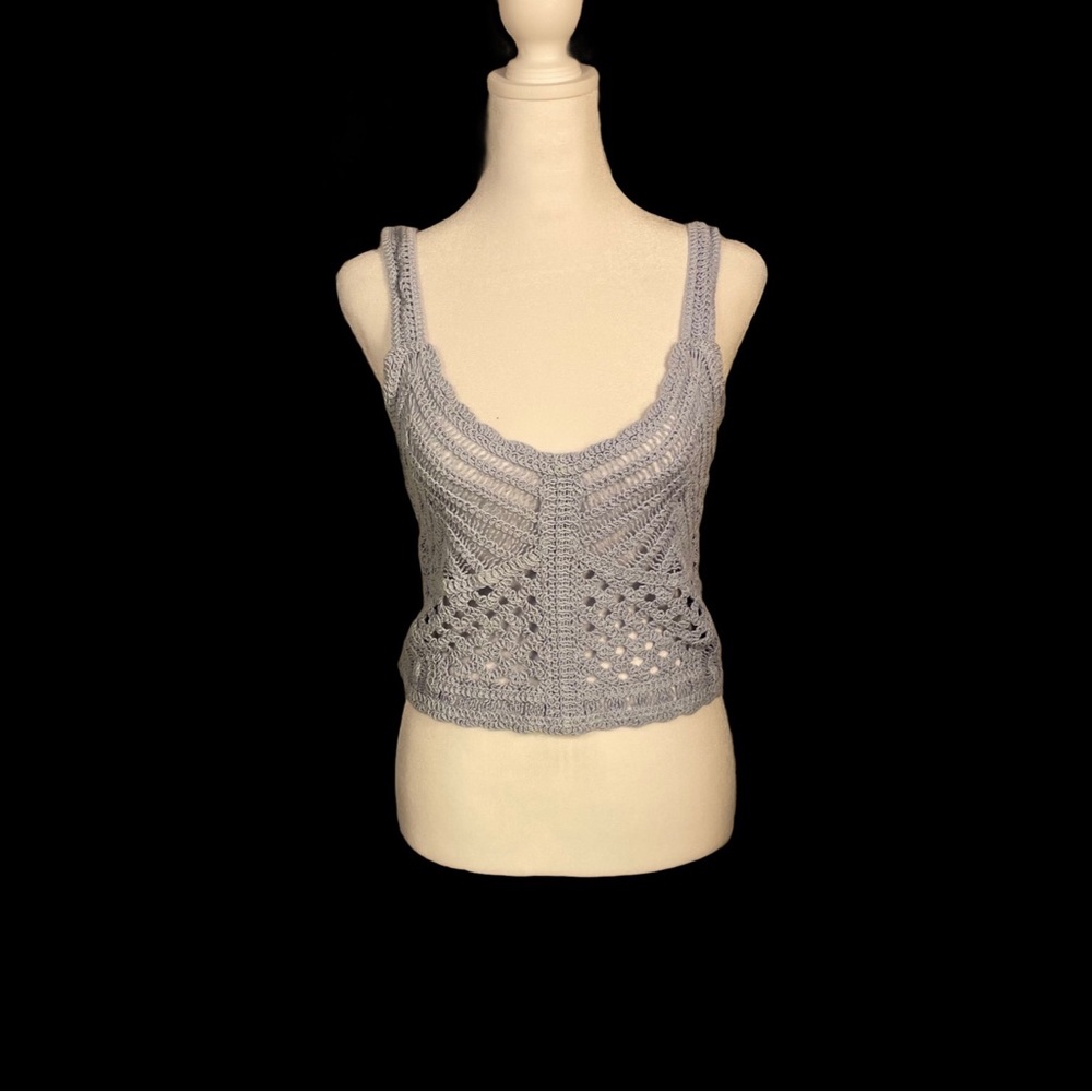 Baby blue knit crop top